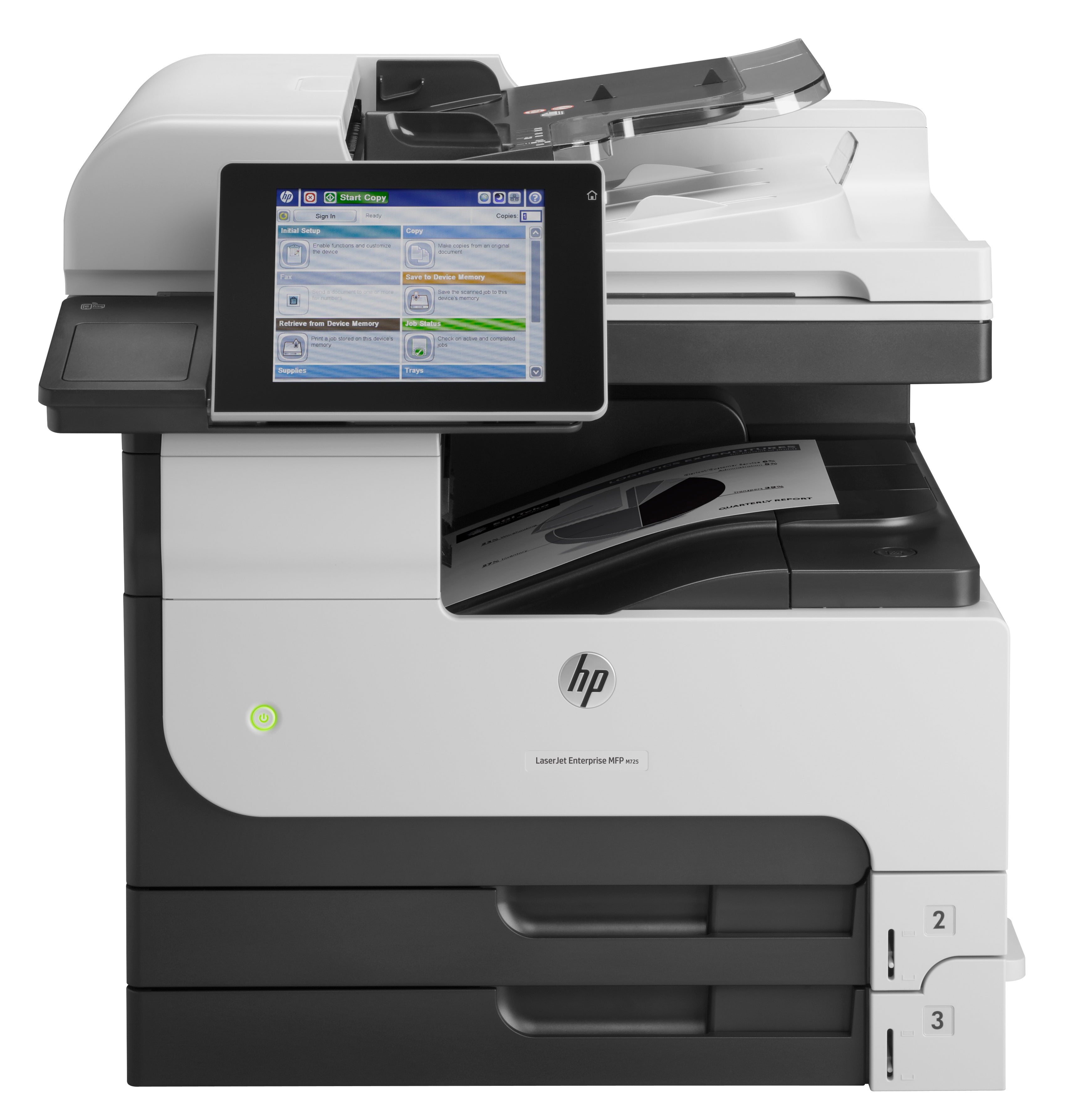 HP LaserJet Enterprise M725dn Multifunction Zwart-wit Printer, Alleen Ethernet; Kopieerapparaat, scanner