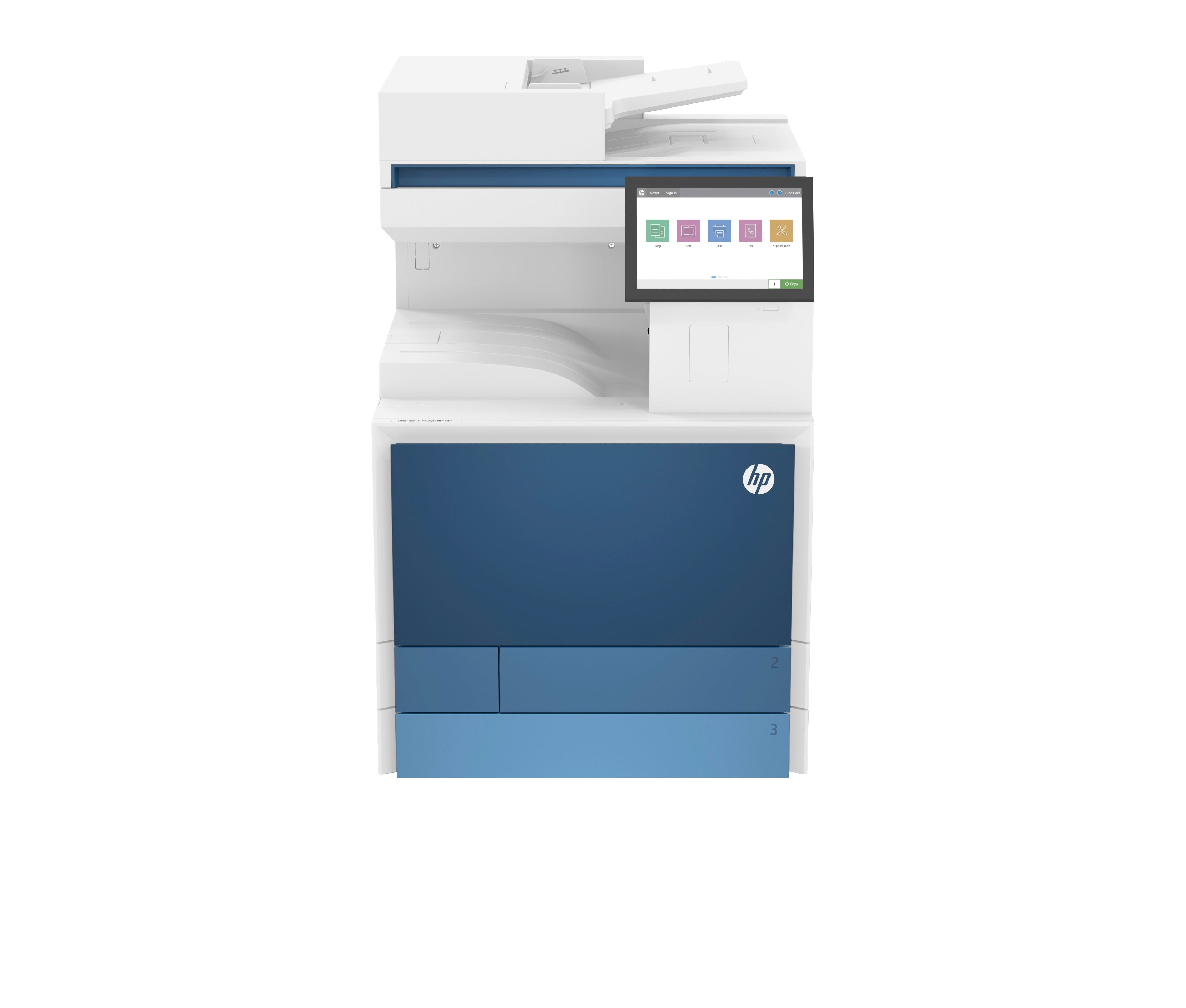 HP Color LaserJet Managed LaserJet E877dn Multifunction Kleur Printer, Alleen Ethernet; Kopieerapparaat, scanner