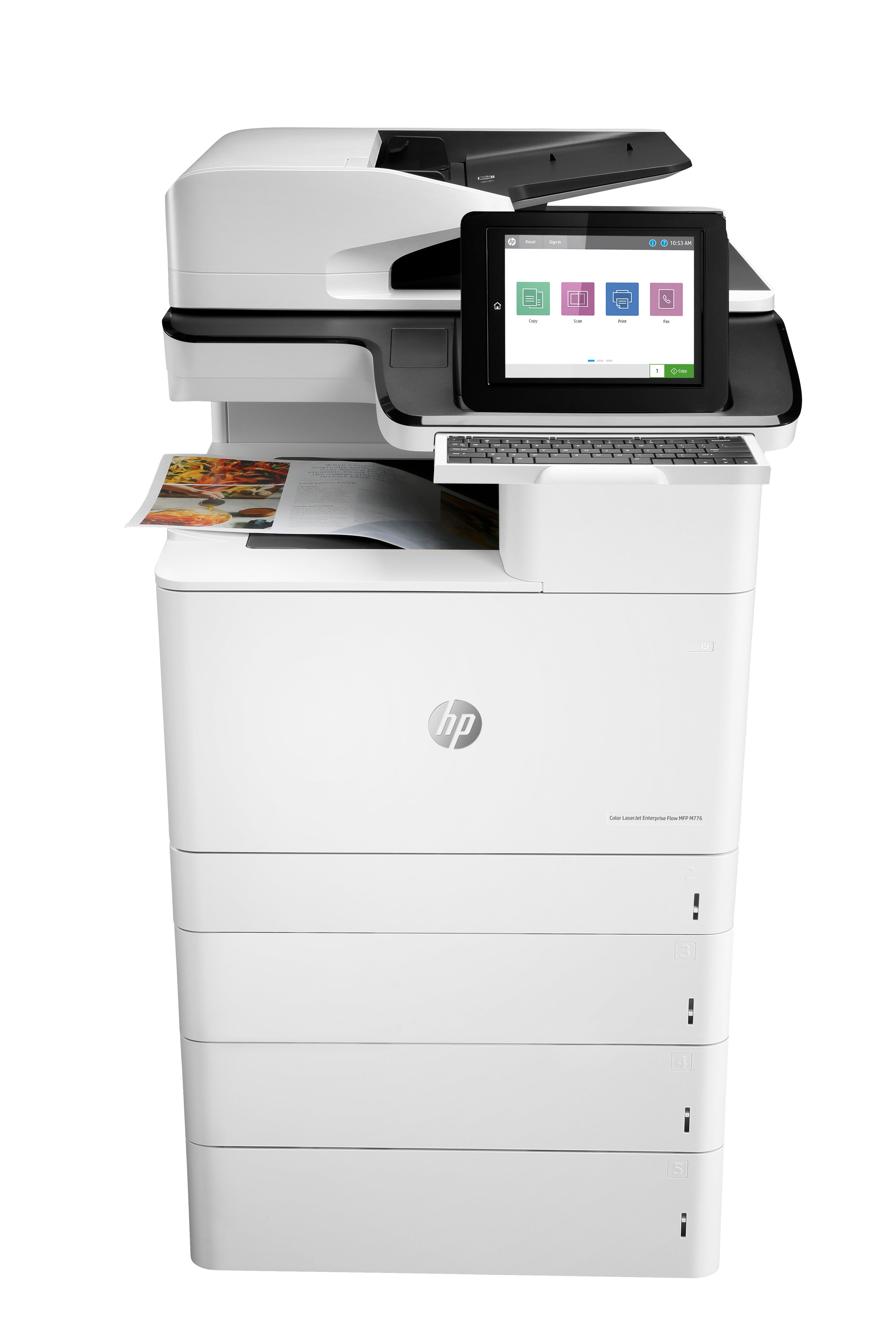 HP Color LaserJet Enterprise Flow LaserJet Enterprise Flow M776zs Draadloos Multifunction Kleur Printer, Kopieerapparaat, scanner; dubbelzijdig